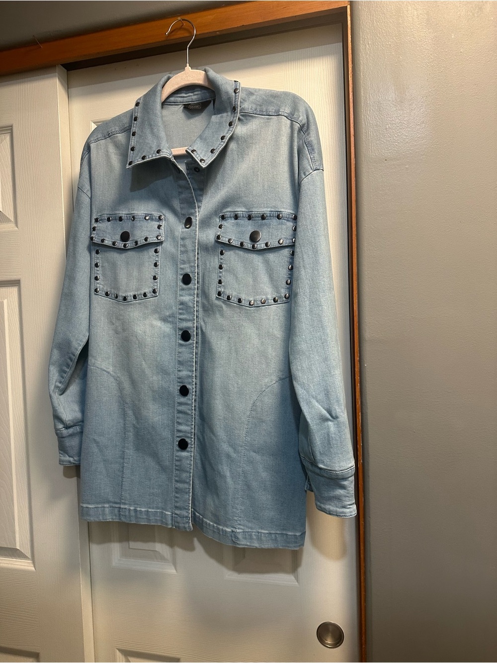 G by Giuliana Light Blue Studded Denim Jacket